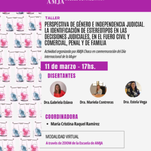 Taller: Perspectiva de género e Independencia Judicial. La identificación de estereotipos en las decisiones judiciales, en el Fuero Civil y Comercial, Penal y de familia